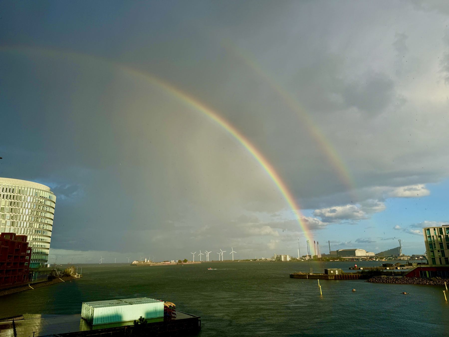 Regnbue over Nordhavn i København
