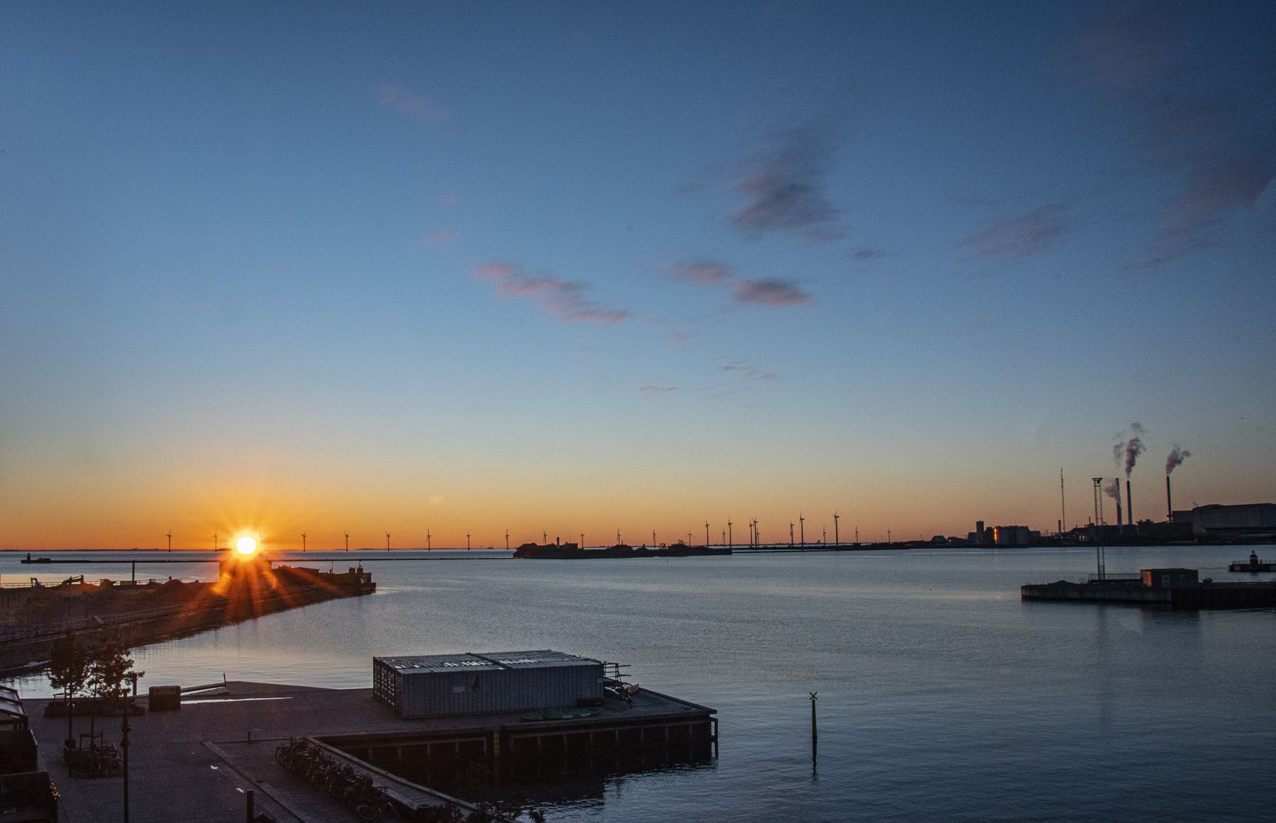 Solnedgang over Nordhavn set fra Christel Consulting